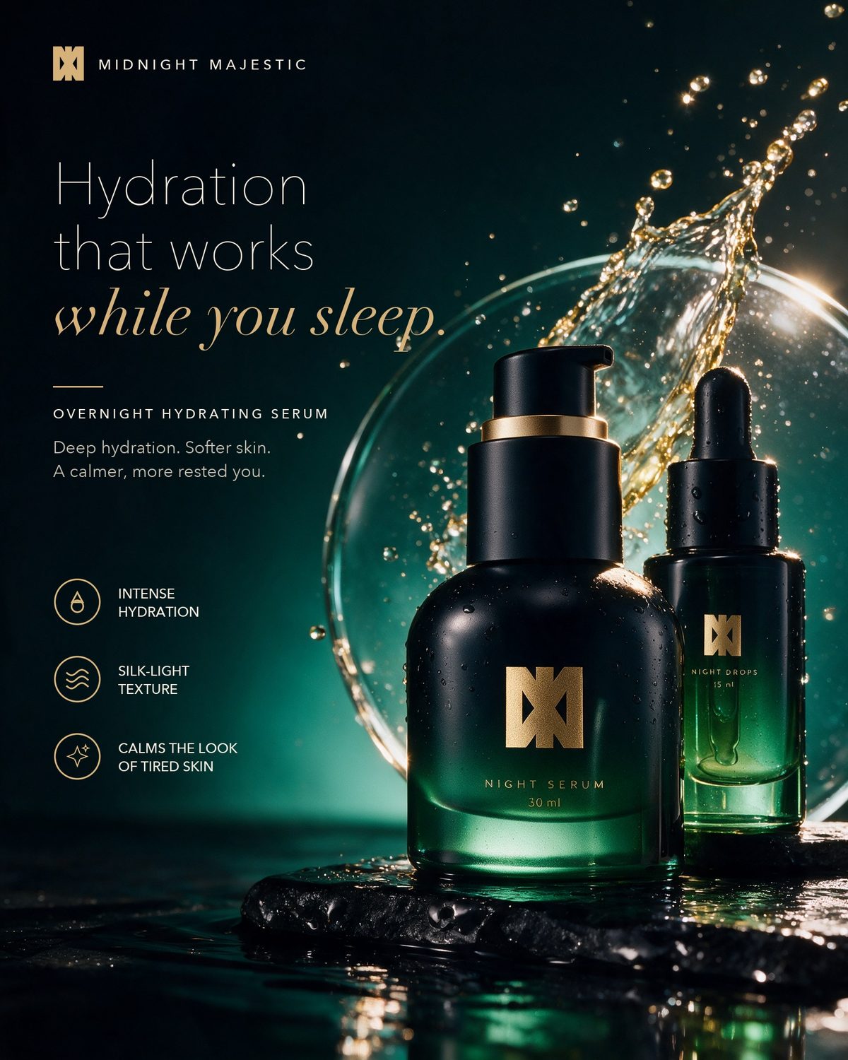 Sample skincare image ad, Midnight Majestic